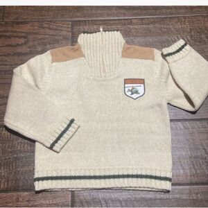BOYZ Kids Cream and Tan Zip-Up Sweater Size 4T